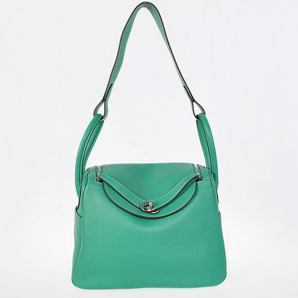 Hermes Lindy 30CM Havanne Handbags 1057 Green Leather Silver Hardware Hermes Lindy 30CM Havanne Handbags 1057 Green Leather Silver Hardware