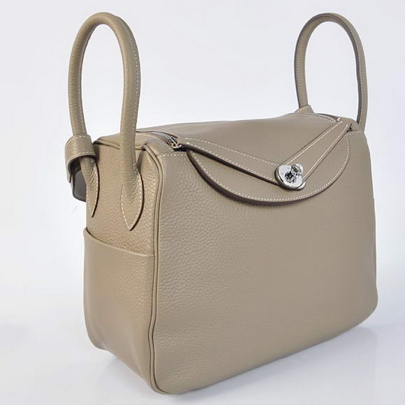 Hermes Lindy 30CM Havanne Handbags 1057 Grey Leather Silver Hardware Hermes Lindy 30CM Havanne Handbags 1057 Grey Leather Silver Hardware
