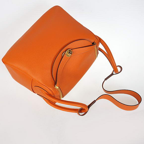 Hermes Lindy 30CM Havanne Handbags 1057 Orange Leather Golden Hardware