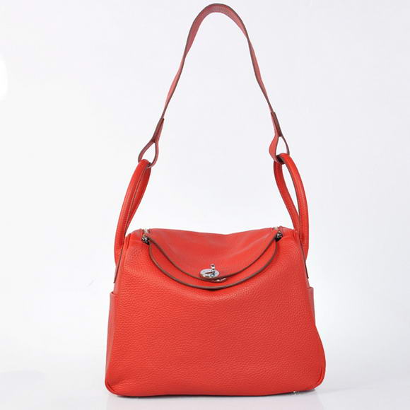 Hermes Lindy 30CM Havanne Handbags 1057 Red Leather Silver Hardware Hermes Lindy 30CM Havanne Handbags 1057 Red Leather Silver Hardware