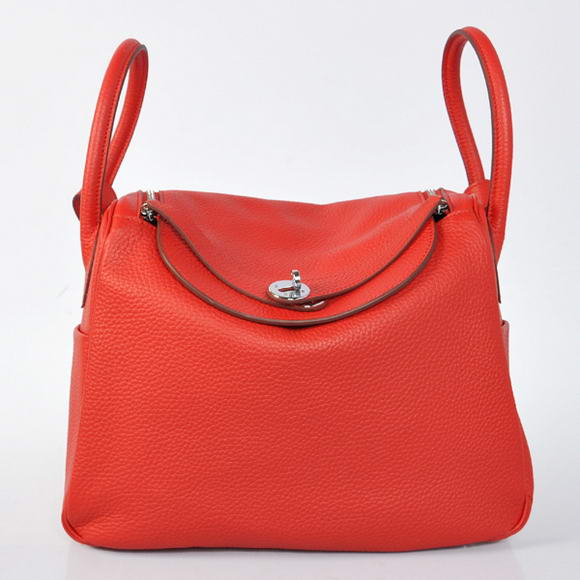 Hermes Lindy 30CM Havanne Handbags 1057 Red Leather Silver Hardware Hermes Lindy 30CM Havanne Handbags 1057 Red Leather Silver Hardware