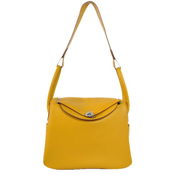 Hermes Lindy 30CM Havanne Handbags 1057 Yellow Leather Silver Hardware Hermes Lindy 30CM Havanne Handbags 1057 Yellow Leather Silver Hardware