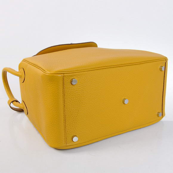 Hermes Lindy 30CM Havanne Handbags 1057 Yellow Leather Silver Hardware Hermes Lindy 30CM Havanne Handbags 1057 Yellow Leather Silver Hardware