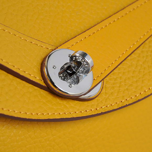 Hermes Lindy 30CM Havanne Handbags 1057 Yellow Leather Silver Hardware Hermes Lindy 30CM Havanne Handbags 1057 Yellow Leather Silver Hardware