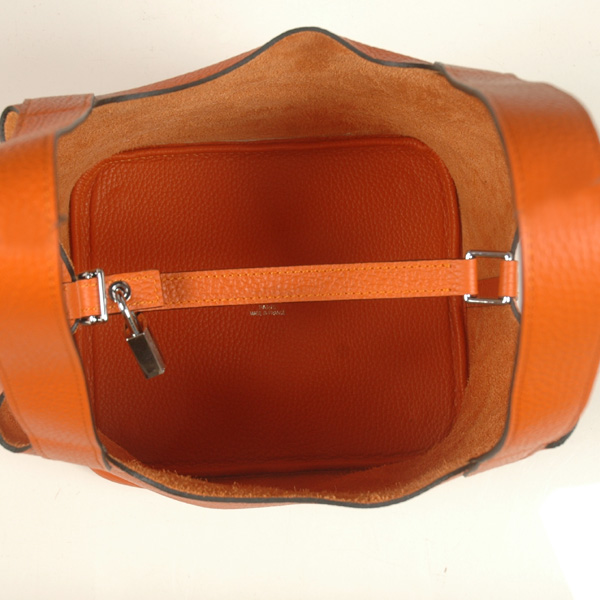 Hermes Picotin Lock PM Taurillon Clemence Leather Silver Hardware Orange