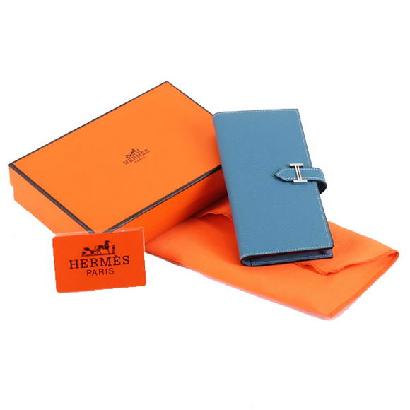Hermes Bearn Japonaise Bi-Fold A208 Blue Hermes Bearn Japonaise Bi-Fold A208 Blue
