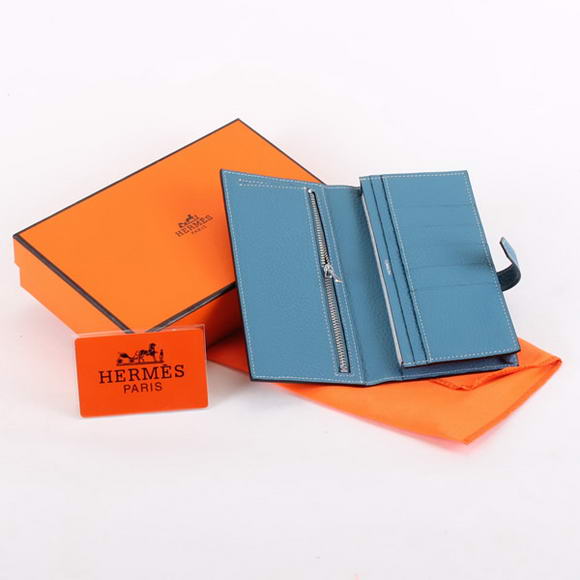 Hermes Bearn Japonaise Bi-Fold A208 Blue Hermes Bearn Japonaise Bi-Fold A208 Blue