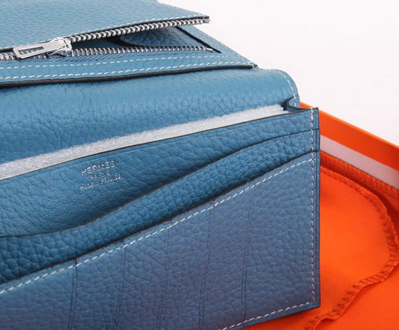 Hermes Bearn Japonaise Bi-Fold A208 Blue Hermes Bearn Japonaise Bi-Fold A208 Blue