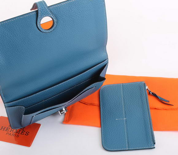 Hermes Dogon Combined Wallets A508 Blue Hermes Dogon Combined Wallets A508 Blue