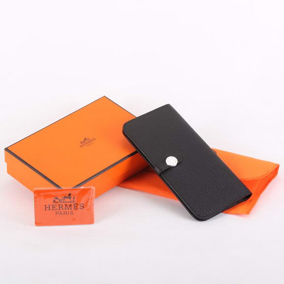 Hermes Dogon Togo Leather Wallet Travel Case A808 Black Hermes Dogon Togo Leather Wallet Travel Case A808 Black