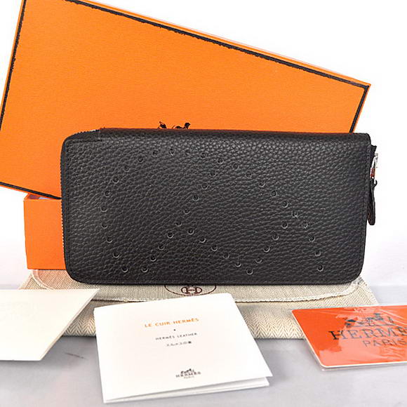 Hermes Evelyn Long Wallet Zip Purse A808 Black Hermes Evelyn Long Wallet Zip Purse A808 Black