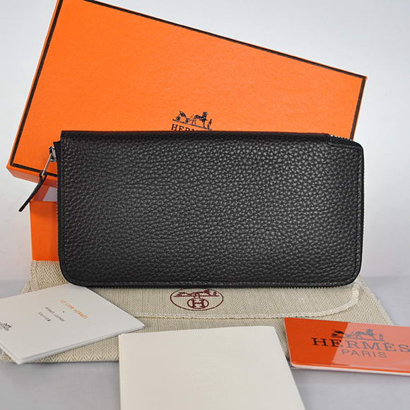 Hermes Evelyn Long Wallet Zip Purse A808 Black Hermes Evelyn Long Wallet Zip Purse A808 Black