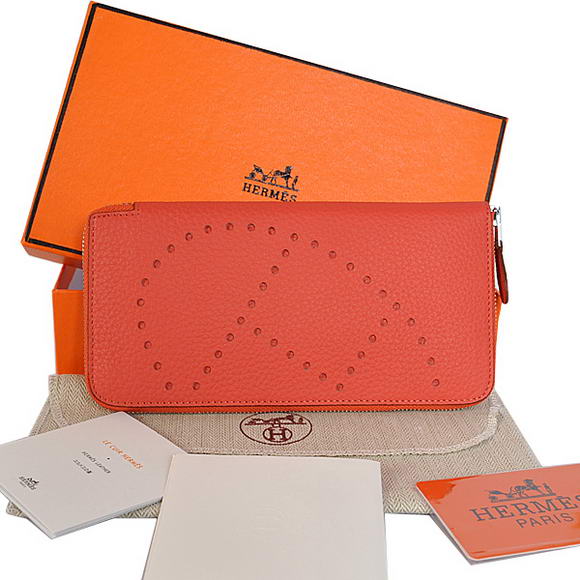 Hermes Evelyn Long Wallet Zip Purse A808 Light Red Hermes Evelyn Long Wallet Zip Purse A808 Light Red