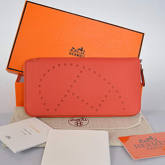 Hermes Evelyn Long Wallet Zip Purse A808 Light Red Hermes Evelyn Long Wallet Zip Purse A808 Light Red