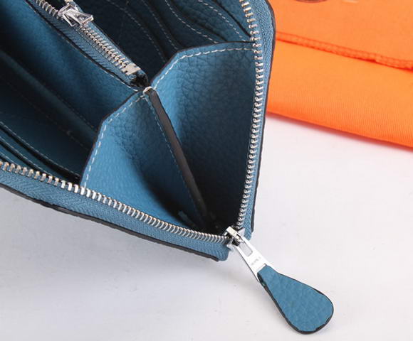 Hermes Togo Leather Perforated Zippy Wallet 9032 Blue Hermes Togo Leather Perforated Zippy Wallet 9032 Blue