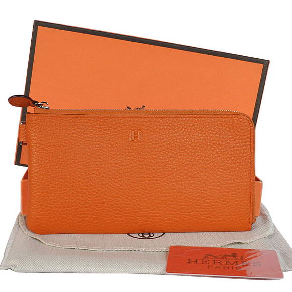 Hermes Zipper Cards Wallet Togo Leather A908 Orange Hermes Zipper Cards Wallet Togo Leather A908 Orange
