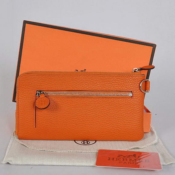 Hermes Zipper Cards Wallet Togo Leather A908 Orange Hermes Zipper Cards Wallet Togo Leather A908 Orange