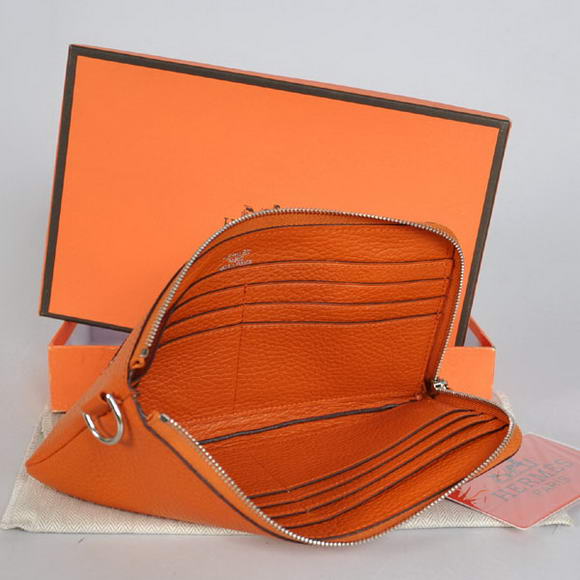 Hermes Zipper Cards Wallet Togo Leather A908 Orange Hermes Zipper Cards Wallet Togo Leather A908 Orange