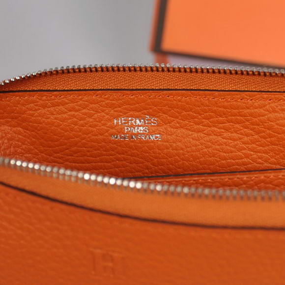 Hermes Zipper Cards Wallet Togo Leather A908 Orange Hermes Zipper Cards Wallet Togo Leather A908 Orange
