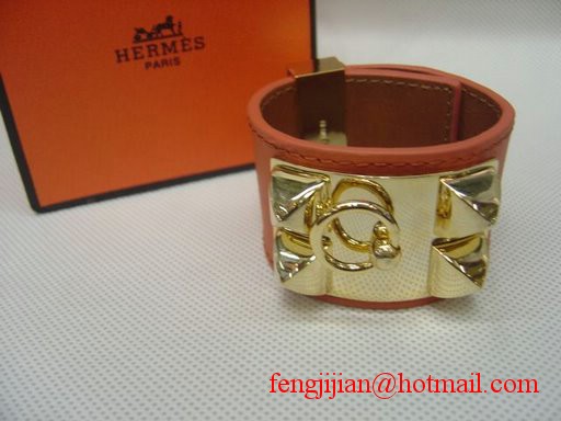 2009 Hermes Orange Leather Gold Bangle 1171 2009 Hermes Orange Leather Gold Bangle 1171