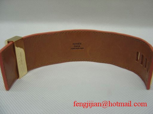 2009 Hermes Orange Leather Gold Bangle 1171 2009 Hermes Orange Leather Gold Bangle 1171