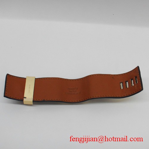 2010 Hermes dark blue Leather Gold Bangle 1171 2010 Hermes dark blue Leather Gold Bangle 1171