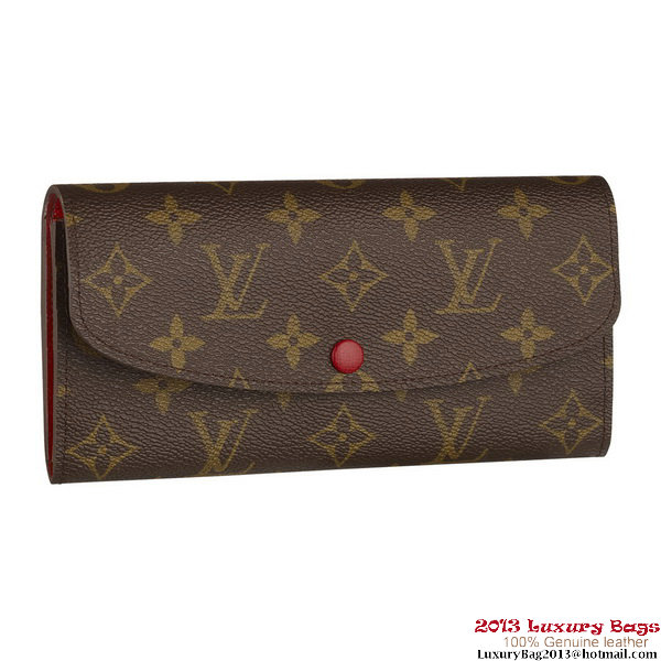 Louis Vuitton M60136 Monogram Canvas Emilie Wallet Rouge Louis Vuitton M60136 Monogram Canvas Emilie Wallet Rouge
