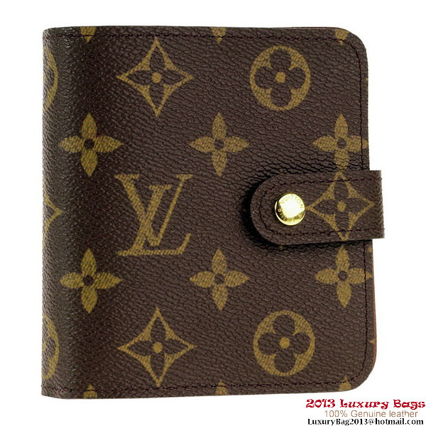 Louis Vuitton M61667 Monogram Canvas Zipped Compact Wallet Louis Vuitton M61667 Monogram Canvas Zipped Compact Wallet
