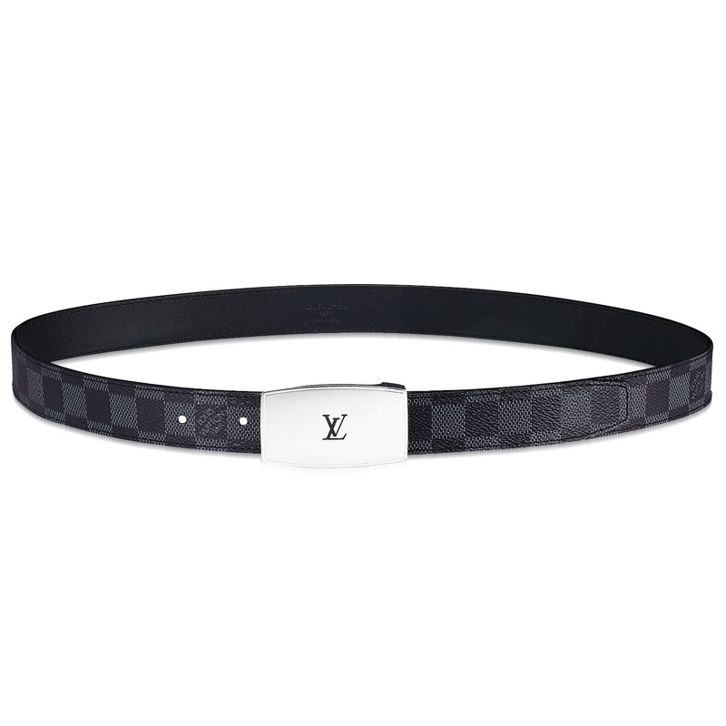 Louis Vuitton Cut Long Damier Graphite Belt M9638Q Louis Vuitton Cut Long Damier Graphite Belt M9638Q
