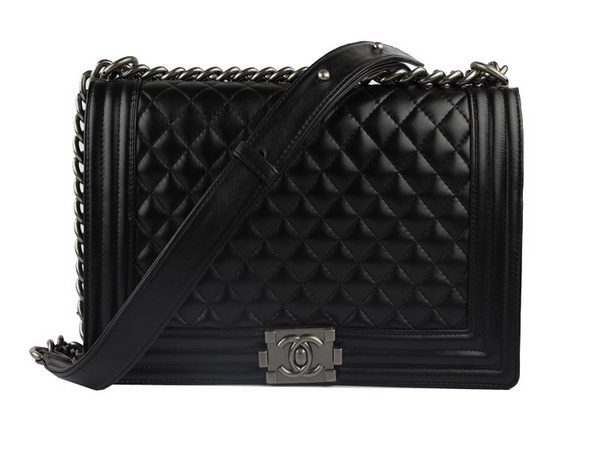 Chanel A67026 Black Lambskin Leather Le Boy Flap Shoulder Bag Chanel A67026 Black Lambskin Leather Le Boy Flap Shoulder Bag