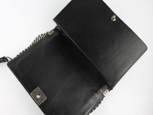 Chanel A67026 Black Lambskin Leather Le Boy Flap Shoulder Bag Chanel A67026 Black Lambskin Leather Le Boy Flap Shoulder Bag