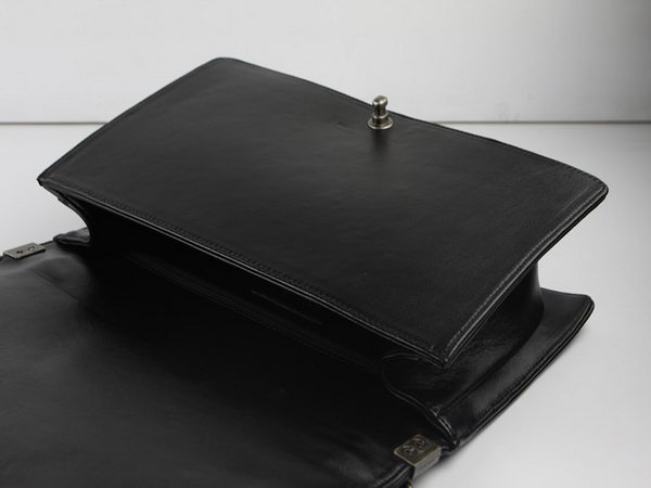 Chanel A67026 Black Lambskin Leather Le Boy Flap Shoulder Bag Chanel A67026 Black Lambskin Leather Le Boy Flap Shoulder Bag