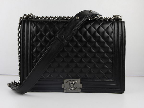Chanel A67026 Black Lambskin Leather Le Boy Flap Shoulder Bag Chanel A67026 Black Lambskin Leather Le Boy Flap Shoulder Bag