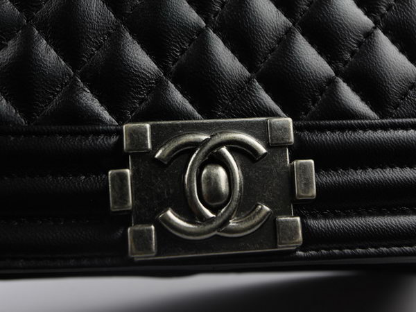 Chanel A67026 Black Lambskin Leather Le Boy Flap Shoulder Bag Chanel A67026 Black Lambskin Leather Le Boy Flap Shoulder Bag