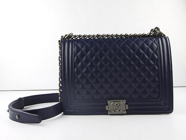 Chanel A67026 Royalblue Large Le Boy Flap Shoulder Bag Silver Chanel A67026 Royalblue Large Le Boy Flap Shoulder Bag Silver
