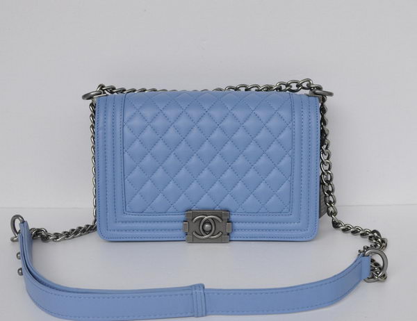 Chanel A67086 Blue Le Boy Flap Shoulder Bag Silver Chanel A67086 Blue Le Boy Flap Shoulder Bag Silver