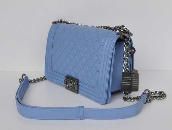 Chanel A67086 Blue Le Boy Flap Shoulder Bag Silver Chanel A67086 Blue Le Boy Flap Shoulder Bag Silver