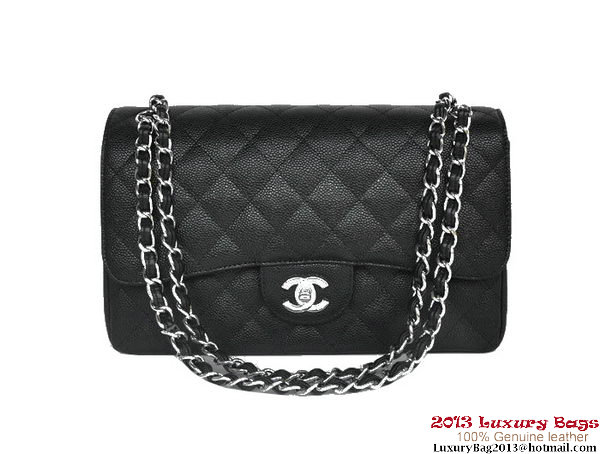 Chanel Jumbo Quilted Classic Cannage Patterns Flap Bag A58600 Black Silver Chanel Jumbo Quilted Classic Cannage Patterns Flap Bag A58600 Black Silver