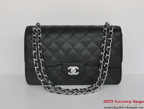 Chanel Jumbo Quilted Classic Cannage Patterns Flap Bag A58600 Black Silver Chanel Jumbo Quilted Classic Cannage Patterns Flap Bag A58600 Black Silver