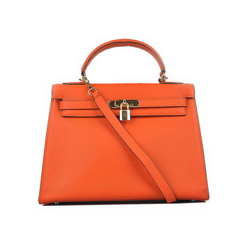 Hermes Kelly 32cm Shoulder Bags H6108 Orange Leather Gold Hermes Kelly 32cm Shoulder Bags H6108 Orange Leather Gold