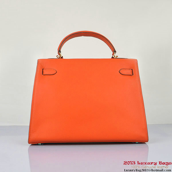 Hermes Kelly 32cm Shoulder Bags H6108 Orange Leather Gold Hermes Kelly 32cm Shoulder Bags H6108 Orange Leather Gold