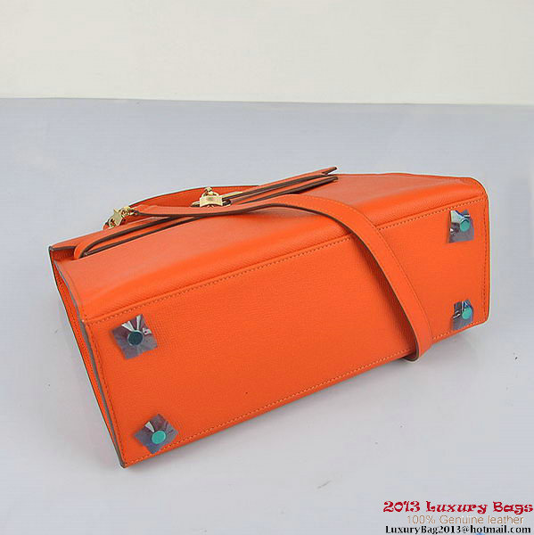 Hermes Kelly 32cm Shoulder Bags H6108 Orange Leather Gold Hermes Kelly 32cm Shoulder Bags H6108 Orange Leather Gold