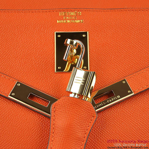 Hermes Kelly 32cm Shoulder Bags H6108 Orange Leather Gold Hermes Kelly 32cm Shoulder Bags H6108 Orange Leather Gold