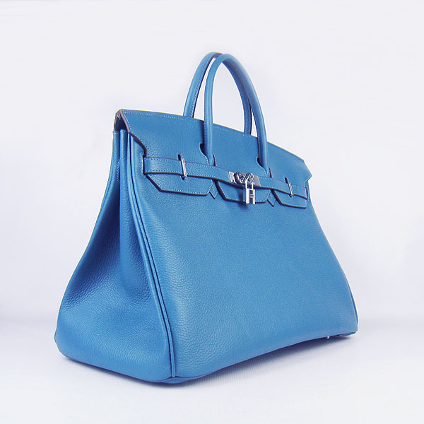 Hermes Birkin 6099 40CM Togo Bag Blue Silver padlock Hermes Birkin 6099 40CM Togo Bag Blue Silver padlock