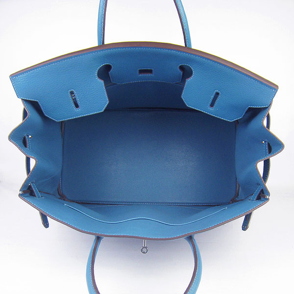 Hermes Birkin 6099 40CM Togo Bag Blue Silver padlock Hermes Birkin 6099 40CM Togo Bag Blue Silver padlock