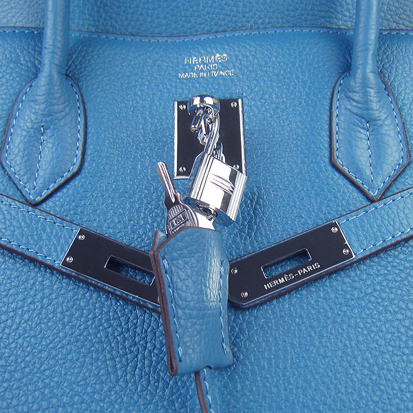 Hermes Birkin 6099 40CM Togo Bag Blue Silver padlock Hermes Birkin 6099 40CM Togo Bag Blue Silver padlock