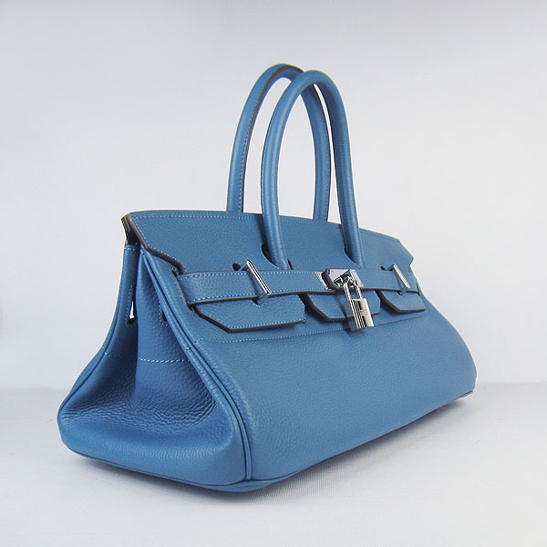 Hermes Birkin 6109 Togo Leather Bag Blue 42cm Silver Hermes Birkin 6109 Togo Leather Bag Blue 42cm Silver