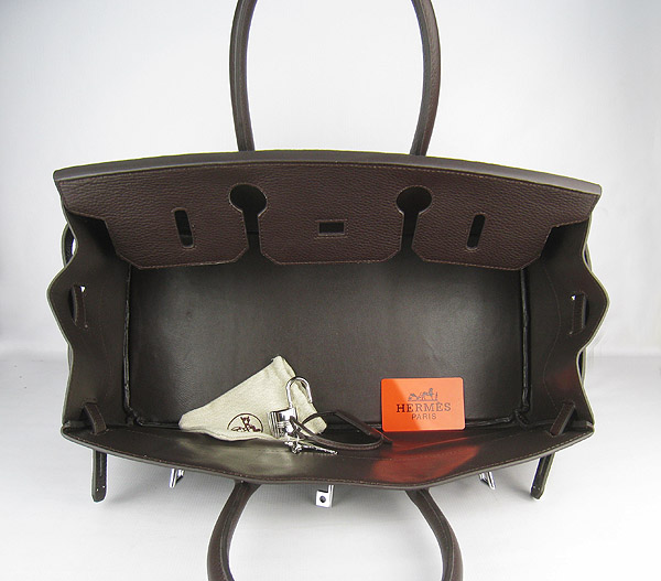 Hermes Birkin 6109 Togo Leather Bag Dark Coffee 42cm Silver Hermes Birkin 6109 Togo Leather Bag Dark Coffee 42cm Silver