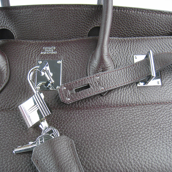 Hermes Birkin 6109 Togo Leather Bag Dark Coffee 42cm Silver Hermes Birkin 6109 Togo Leather Bag Dark Coffee 42cm Silver