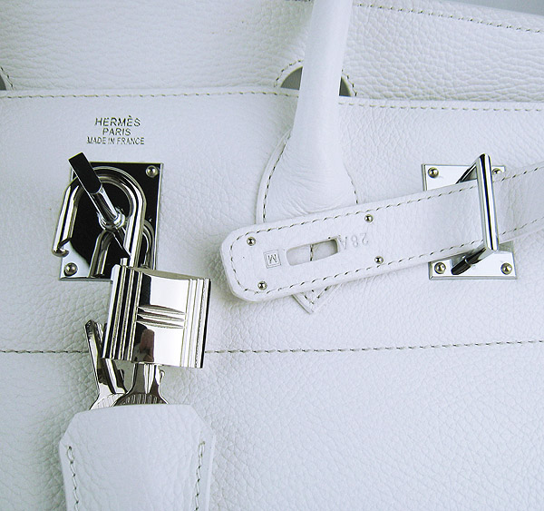 Hermes Birkin 6109 Togo Leather Bag White 42cm Silver Hermes Birkin 6109 Togo Leather Bag White 42cm Silver